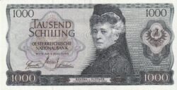 Austria AUT-P-147a, 1.000 Schilling, Nº.- D820203E, Bertha v. Suttner, 1-7-1966, XF++