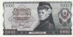 Austria AUT-P-147a, 1.000 Schilling, Nº.- E371191E, Bertha v. Suttner, 1-7-1966, XF+