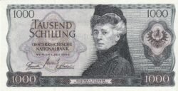 Austria AUT-P-147a, 1.000 Schilling, Nº.- E193546I, Bertha v. Suttner, 1-7-1966, XF+++