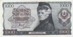 Austria AUT-P-147a, 1.000 Schilling, Nº.- A014029L, Bertha v. Suttner, 1-7-1966, XF