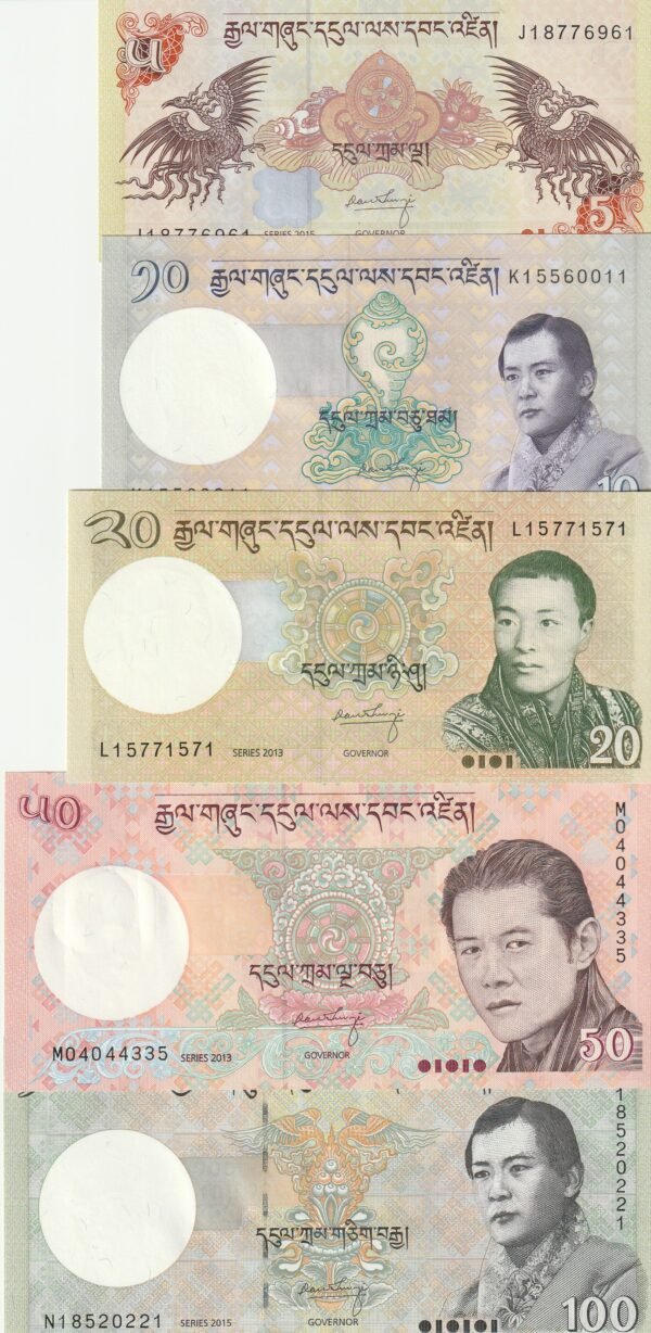 Bhutan BHU/P-28/32, Set 5 valores, 2013/15, UNC