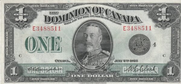 Canada CAN-P-33o, 1 $, Nº.- E3488511,  2-Julio-1923, XF+