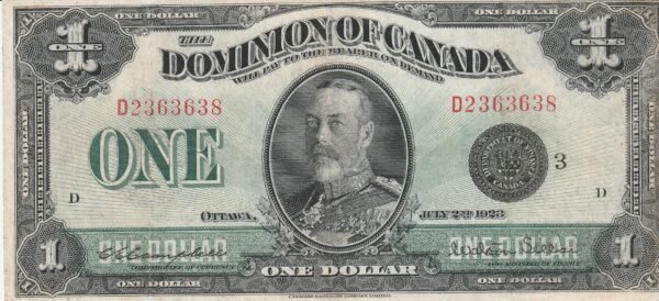 Canada CAN-P-33n, 1 $, Nº.- D-2363638, 2Julio-1923, XF