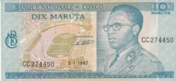 Congo Republica CNG-P-9a.1, 10 Makuta, Nº.-CC274450, 2-Enero-1967, XF+