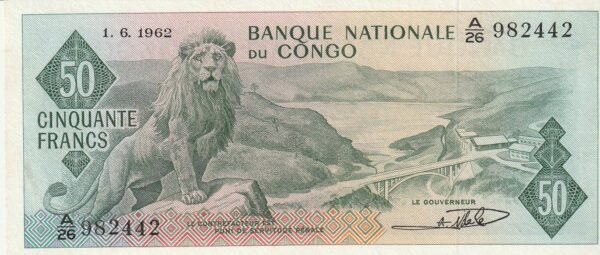 Congo Republica CNG-P-5a, 50 Fcos., Nº.- A/26-982442, 1-Junio-1962, XF