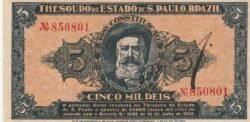 Brasil BRA-P-S861b, 5.000 Reis, 14-Julio-1932, Nº.- 850801, Domingos Jorge Vellos, XF+