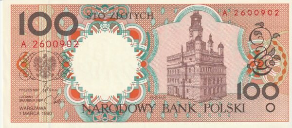 Polonia POL-P-170, 100 Zloty, 1-Marzo-1990, Pozman, UNC