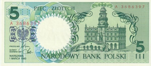 Polonia POL-P-166, 5 Zloty, 1-Marzo-1990, Zamosc, UNC )