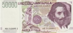 Italia ITA-P-116c, 50.000 Lire, 20-Febrero-1987, Nº AC-713995C, UNC