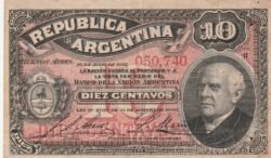 Argentina ARG-P-228a, 10 Ctvos.,Nº.- 050740, 21-8-1890, XF