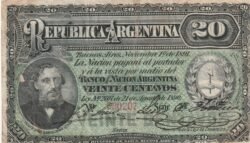 Argentina ARG-P-211b(4), 20 Ctvos., Nº.- 580207, 21.8.1890, Look Scand, VF