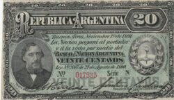 Argentina ARG-P-211b(2), 20 Ctvos., Nº.-47535, 21-8-1890, Look Scand, XF+