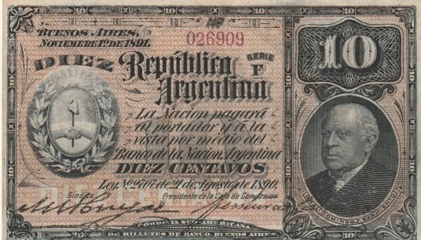 Argentina ARG-P-210(1), 10 Ctvos., Nº.-26909, 21-8-1890, Look Scand, XF++