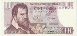 Belgica BEL-P-134b(3), 100 Fcos., 18-Abril-1975, Nº.- 569849080, Look Scand, UNC