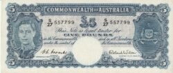 Australia ATL-P-27d, 5 Pounds, Nº.-S/27-557799, ND, XF+