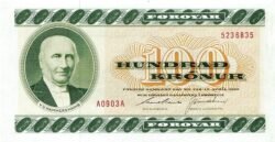 Faeroe FAE-P-21e, 100 Krónur, Nº. 5236762, UNC