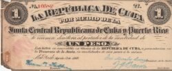Cuba CUB-P-61, 1 Peso, Nº.- 10582, 17-Agosto-1869, VF-