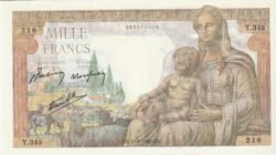 Francia FRA-P-102, 1.000 Fcos., Nº.-8572216, CG.11-6-1942.CG, UNC