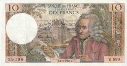 Francia FRA-P-147d, 10 Fcos., 2-8-1973, Nº.-52253, 59308, VF/Ph