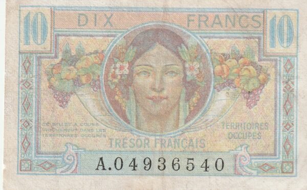 Francia FRA-P-M7a, 10 Fcos., ND-1947, Nº.- A04936540, VF+