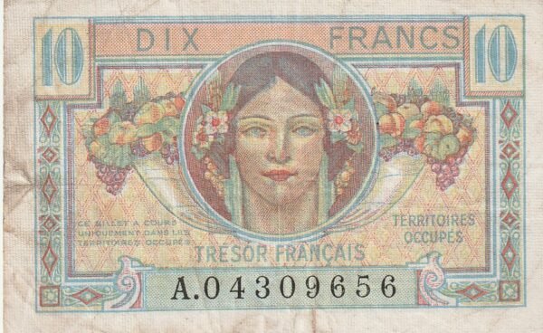 Francia FRA-P-M7a, 10 Fcos., ND-1947, Nº.- A04309656, VF-