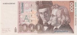 Alemania Rep. Federal GFR-P-44a, 1.000 DM, Nº.-AD8046280D0, aUNC