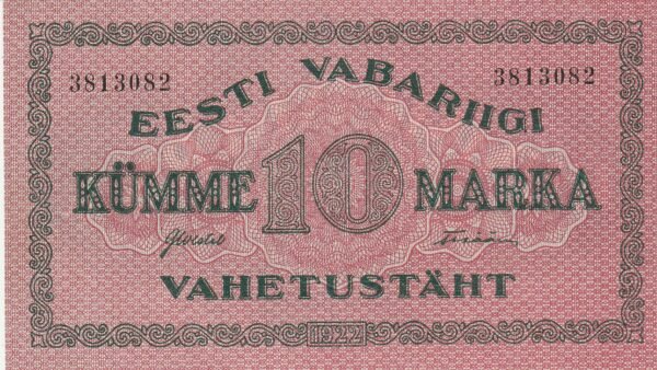 Estonia EST-P-53a, 10 Marka, Nº.- 3813082, 1922, XF