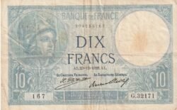 Francia FRA-P-73d,10 Fcos., AL.23-12-1926.AL, Nº.- 8041256167, F+