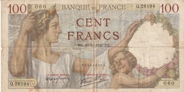 Francia FRA-P-94, 100 Fcos., 20-11-1941, F