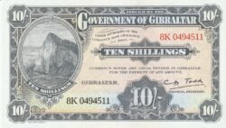 Gibraltar GBT-P-17, 10 Shillings, 1934, Spec., UNC
