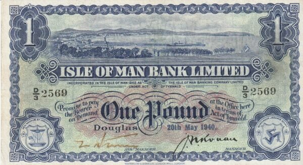 Isla de Man MAN-P-6b, 1 Pound, 20-5-1940, Nº.- D/3-2569, UNC