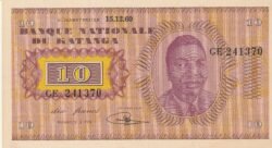 Katanga KTG-P-5a, 10 Fcos., Nº.- GE241370, XF+/aUNC