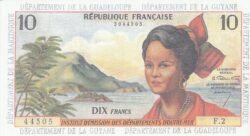 Antillas Francesas FAN-P-8a, 10 Fcos., Nº.- 3044505, ND-1964, VF++