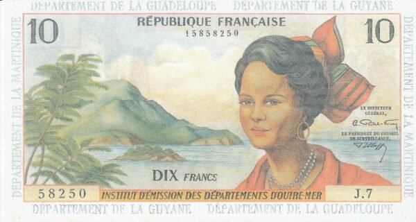 Antillas Francesas FAN-P-8b, 10 Fcos., Nº.- 15858250, ND-1964, XF