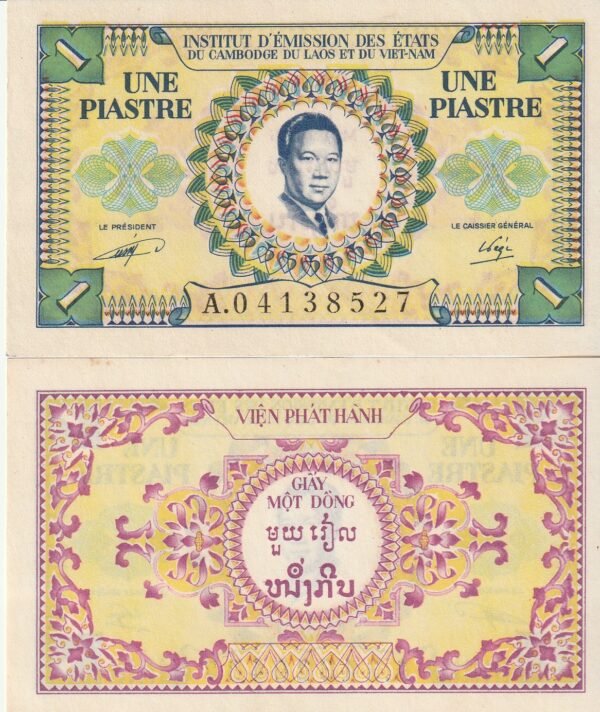 Indochina Francesa FIC-P-104, 1 Piastre, ND-1953, Look Scand, UNC