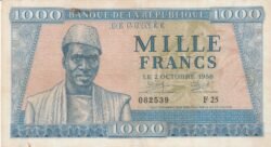 Guinea GUI-P-9, 1.000 Fcos., Nº.- 082539, 2-10-1958, VF+