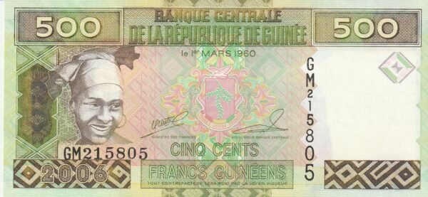 Guinea GUI-P-39a, 500 Fcos., 2006, UNC