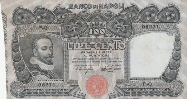 Italia ITA-P-S857, 100 Lire, Nº.- 06271, 1908/21, XF-