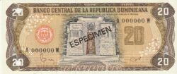 Dominicana Rep. DOM-P-120.1 Specimen, 20 Pesos Oro, 1.982, UNC