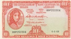 Irlanda IRE-P-63a.1,  10 Schillings Nº.- 89P050904, 6-6-68, Look Scand, aUNC