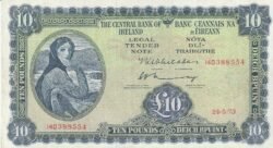 Irlanda IRE-P-66c, 10 Pounds, Nº.- I4D388554, 24-5-1973, Look Scand, VF+