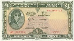 Irlanda IRE-P-64d, 1 Pound, 30-9-1976, Look Scand, UNC