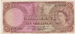 Fiji FIJ-P-52a, 10 Shillings, 1-6-1957, Nº.- C/2-184296, Look Scand, VF