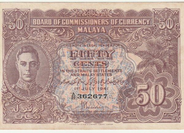 Malaya MLY-P-10, 50 Ctmos, 1-7-1943, Nº.- A/22-362677, UNC