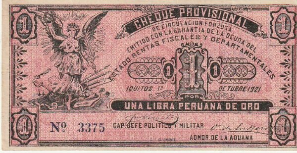 Perú PER-P-S606a, 1 Libre Peruana de Oro, Nº.- 3375, 1921, XF