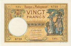 Madagascar MDG-P-37(3), 20 Fcos., ND-1937/47, UNC