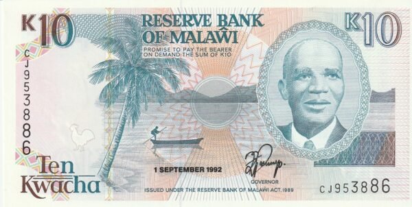 Malawi MLW-P-25b, 10 Kwacha, 1-9-1992, UNC