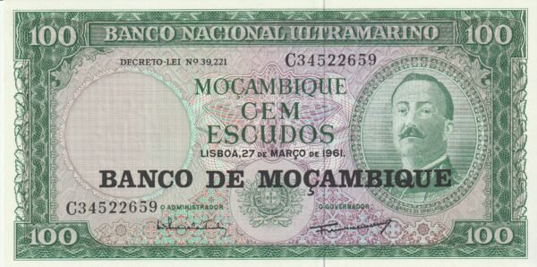 Mozambique MZB-P-117a, 100 Meticais, 27-3-1961, UNC