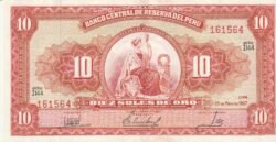 Perú PER-P-84a.4, 10 Soles de Oro, 25-5-1967, XF, Steins