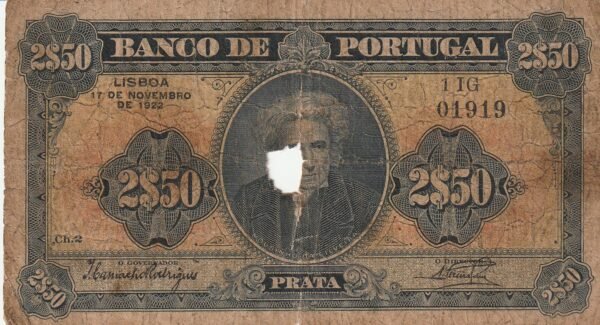 Portugal PTG-P-127, 2,50 Ctvos, 1922, Fine-
